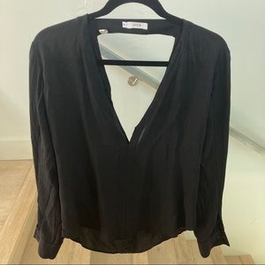 A.L.C. Black V-Neck Blouse